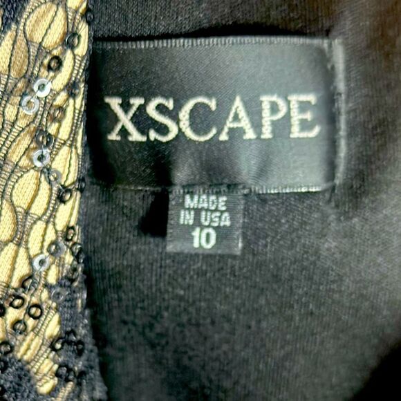 XSCAPE Black Pleated Skirt With Lace Halter Top Evening Cocktail Dress Sz 10 📦 - Picture 5 of 8